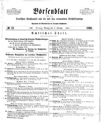 Börsenblatt für den deutschen Buchhandel Montag 3. Februar 1868
