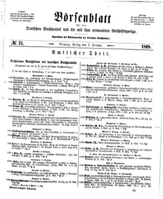 Börsenblatt für den deutschen Buchhandel Freitag 7. Februar 1868