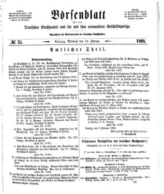 Börsenblatt für den deutschen Buchhandel Mittwoch 12. Februar 1868
