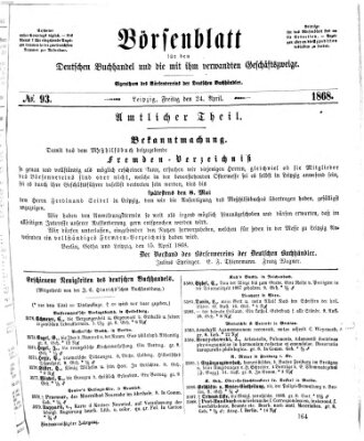 Börsenblatt für den deutschen Buchhandel Freitag 24. April 1868