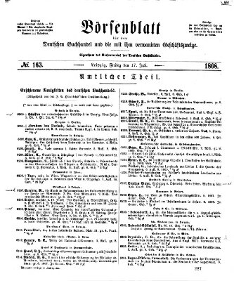 Börsenblatt für den deutschen Buchhandel Freitag 17. Juli 1868