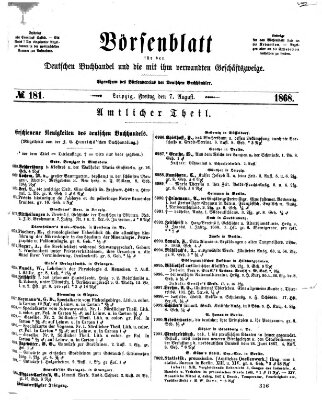 Börsenblatt für den deutschen Buchhandel Freitag 7. August 1868