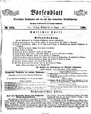 Börsenblatt für den deutschen Buchhandel Mittwoch 12. August 1868