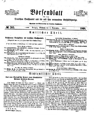 Börsenblatt für den deutschen Buchhandel Mittwoch 2. September 1868
