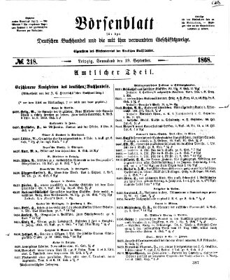 Börsenblatt für den deutschen Buchhandel Samstag 19. September 1868