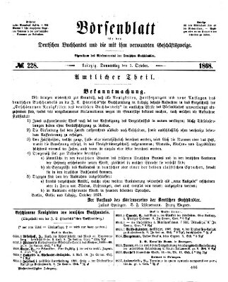 Börsenblatt für den deutschen Buchhandel Donnerstag 1. Oktober 1868