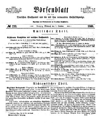 Börsenblatt für den deutschen Buchhandel Mittwoch 7. Oktober 1868