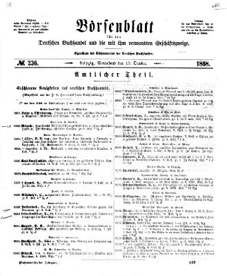Börsenblatt für den deutschen Buchhandel Samstag 10. Oktober 1868