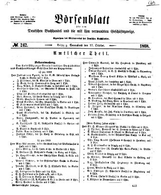 Börsenblatt für den deutschen Buchhandel Samstag 17. Oktober 1868