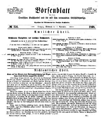Börsenblatt für den deutschen Buchhandel Mittwoch 4. November 1868