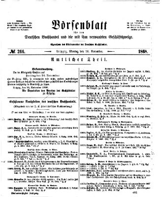 Börsenblatt für den deutschen Buchhandel Montag 16. November 1868