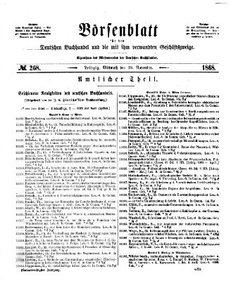 Börsenblatt für den deutschen Buchhandel Mittwoch 18. November 1868