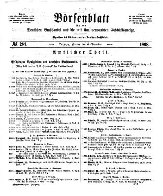 Börsenblatt für den deutschen Buchhandel Freitag 4. Dezember 1868