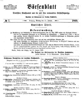 Börsenblatt für den deutschen Buchhandel Montag 11. Januar 1869