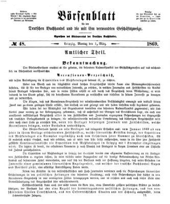 Börsenblatt für den deutschen Buchhandel Montag 1. März 1869