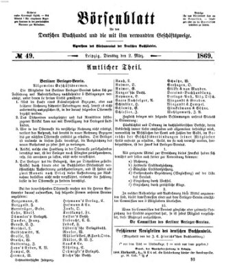 Börsenblatt für den deutschen Buchhandel Dienstag 2. März 1869