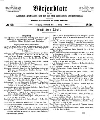 Börsenblatt für den deutschen Buchhandel Mittwoch 17. März 1869