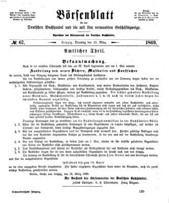 Börsenblatt für den deutschen Buchhandel Dienstag 23. März 1869