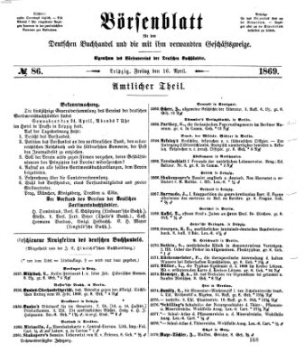 Börsenblatt für den deutschen Buchhandel Freitag 16. April 1869