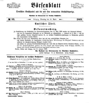 Börsenblatt für den deutschen Buchhandel Dienstag 20. April 1869