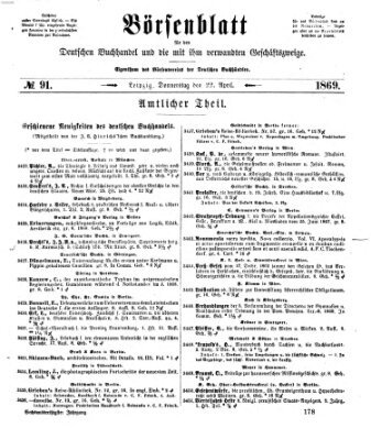 Börsenblatt für den deutschen Buchhandel Donnerstag 22. April 1869