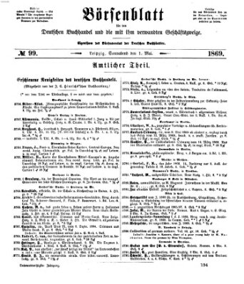 Börsenblatt für den deutschen Buchhandel Samstag 1. Mai 1869