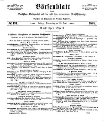 Börsenblatt für den deutschen Buchhandel Donnerstag 10. Juni 1869