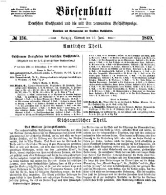 Börsenblatt für den deutschen Buchhandel Mittwoch 16. Juni 1869