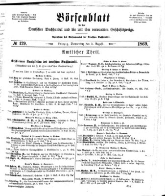 Börsenblatt für den deutschen Buchhandel Donnerstag 5. August 1869