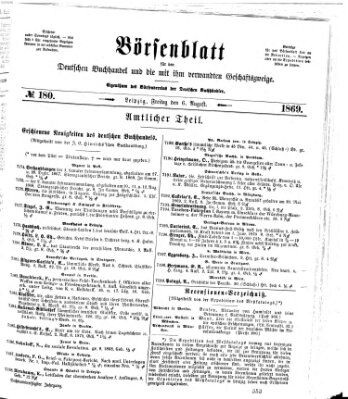 Börsenblatt für den deutschen Buchhandel Freitag 6. August 1869