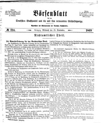 Börsenblatt für den deutschen Buchhandel Mittwoch 15. September 1869