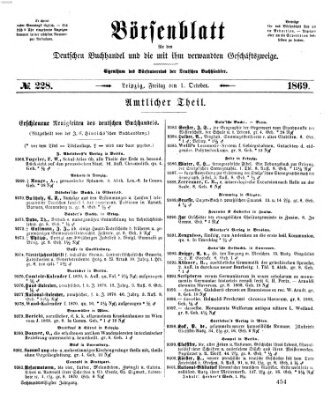 Börsenblatt für den deutschen Buchhandel Freitag 1. Oktober 1869