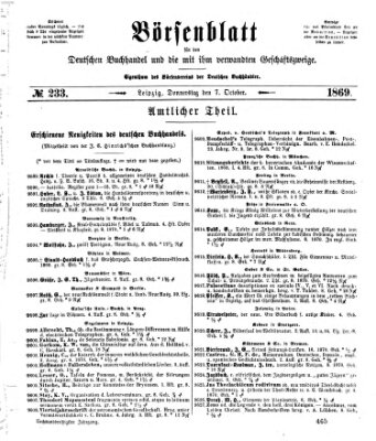 Börsenblatt für den deutschen Buchhandel Donnerstag 7. Oktober 1869