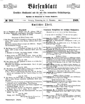 Börsenblatt für den deutschen Buchhandel Donnerstag 11. November 1869