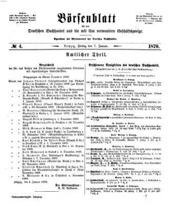 Börsenblatt für den deutschen Buchhandel Freitag 7. Januar 1870