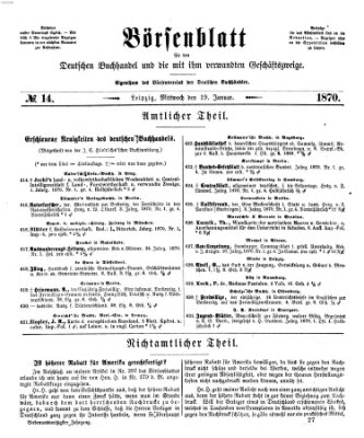Börsenblatt für den deutschen Buchhandel Mittwoch 19. Januar 1870