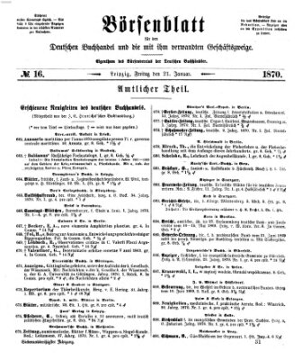 Börsenblatt für den deutschen Buchhandel Freitag 21. Januar 1870