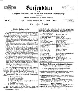 Börsenblatt für den deutschen Buchhandel Samstag 22. Januar 1870