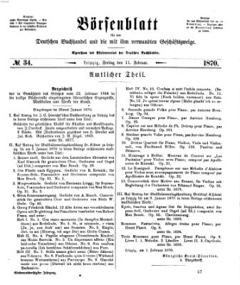 Börsenblatt für den deutschen Buchhandel Freitag 11. Februar 1870
