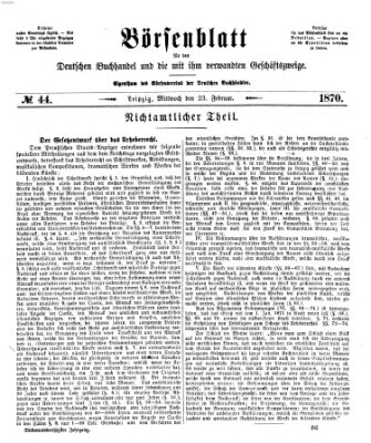 Börsenblatt für den deutschen Buchhandel Mittwoch 23. Februar 1870