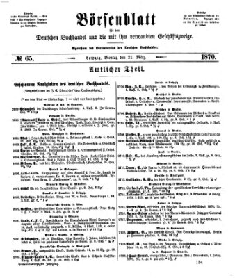 Börsenblatt für den deutschen Buchhandel Montag 21. März 1870