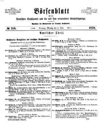 Börsenblatt für den deutschen Buchhandel Montag 4. Juli 1870