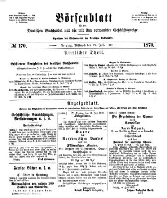 Börsenblatt für den deutschen Buchhandel Mittwoch 27. Juli 1870