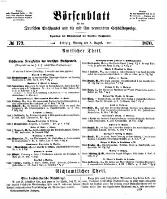 Börsenblatt für den deutschen Buchhandel Montag 8. August 1870