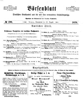 Börsenblatt für den deutschen Buchhandel Samstag 20. August 1870