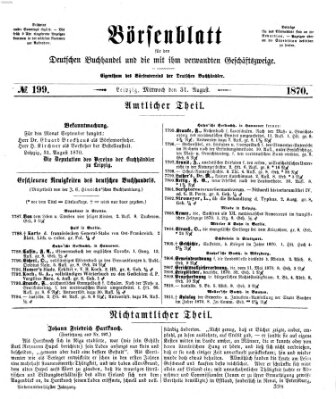 Börsenblatt für den deutschen Buchhandel Mittwoch 31. August 1870