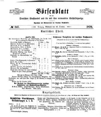 Börsenblatt für den deutschen Buchhandel Mittwoch 26. Oktober 1870