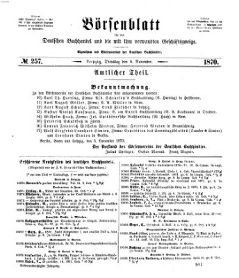 Börsenblatt für den deutschen Buchhandel Dienstag 8. November 1870