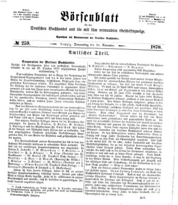 Börsenblatt für den deutschen Buchhandel Donnerstag 10. November 1870