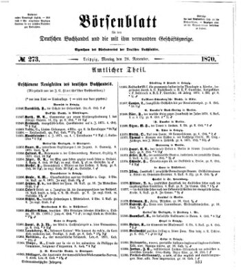 Börsenblatt für den deutschen Buchhandel Montag 28. November 1870